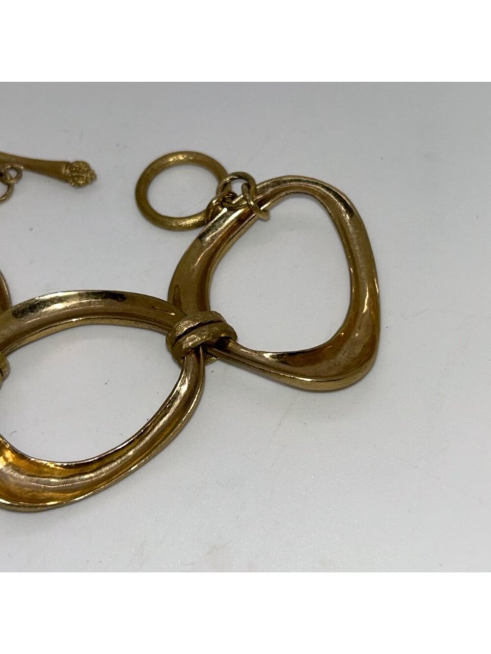 Rivka Friedman Brushed Gold-tone Oval Link Bracelet Clad Textured Statement - Picture 11 of 14